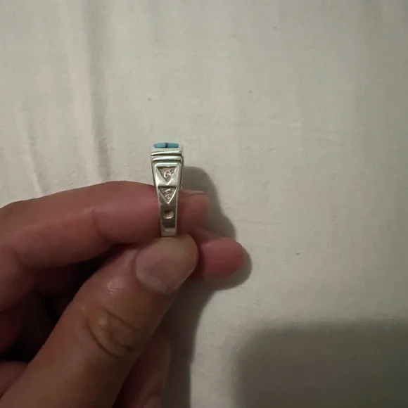 Men’s Sterling Silver Turquoise Mutli-inlay stone Ring - Picture 2 of 4